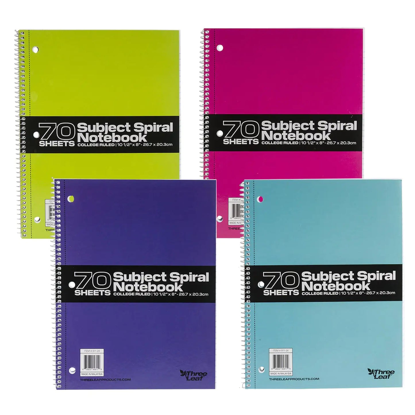 70 Sheets 1 Subject Spiral Notebook - Random Color